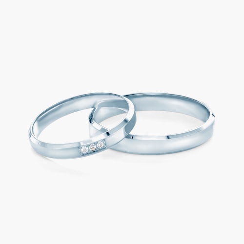 Obrączki ślubne: białe złoto, z fazą, 3 mm